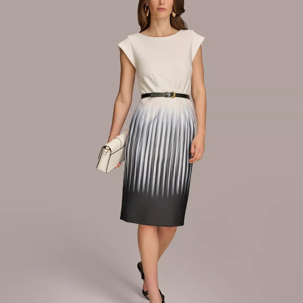 Donna Karan Women's Belted Ombré-Print Sheath Dress - Picture 3 of 9